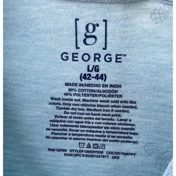 George Mens L 42-44 Short Sleeve Blue Shirt White Pineapples - Picture 4 of 5